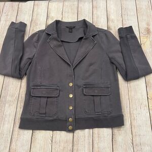 Evereve Peyton Jensen Womens Knit Blazer Jacket Gray Stretch Cargo‎ Pockets S